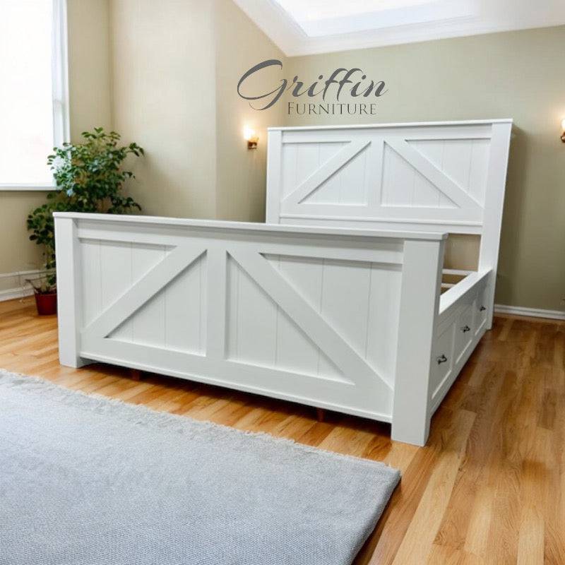 Brooklyn Wood Bed Frame | Storage Drawers | Bedroom Furniture | King Bed | Queen Bed.