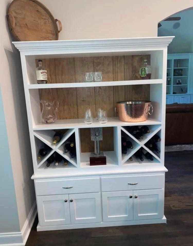 Buxton Wine Bar & Liquor Cabinet | Handcrafted Wood Coffee Bar Station | Custom Kitchen Storage
