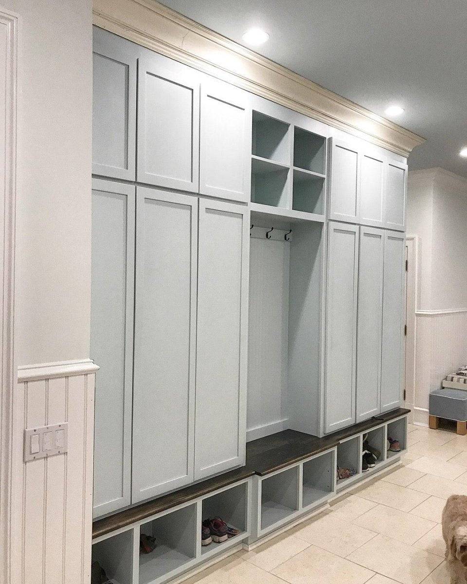 Connecticut Wall-Mounted Coat Rack with Shoe Bench – Custom Entryway & Mudroom Storage Solution.