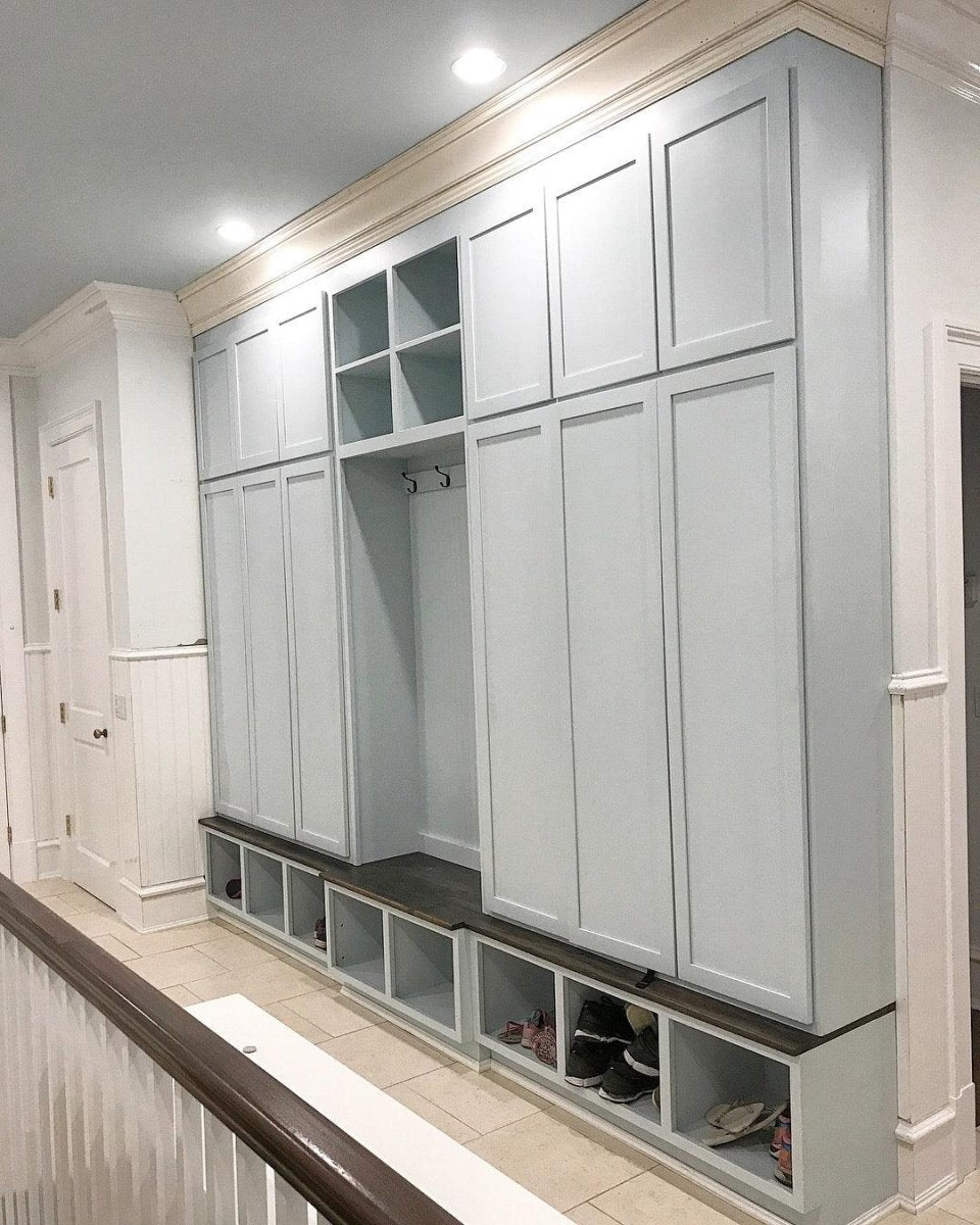Connecticut Wall-Mounted Coat Rack with Shoe Bench – Custom Entryway & Mudroom Storage Solution.