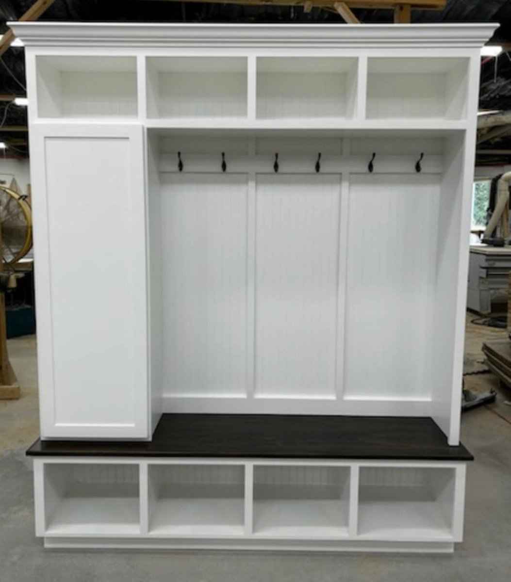 Dallas 4-Section Hall Tree with Bench, Shoe Storage & Coat Hooks | Handcrafted Wood Mudroom Furniture