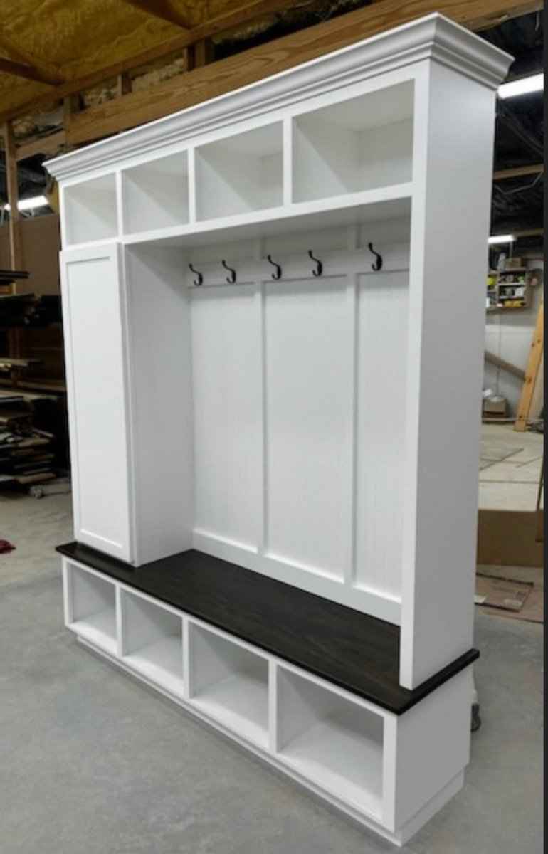 Dallas 4-Section Hall Tree with Bench, Shoe Storage & Coat Hooks | Handcrafted Wood Mudroom Furniture