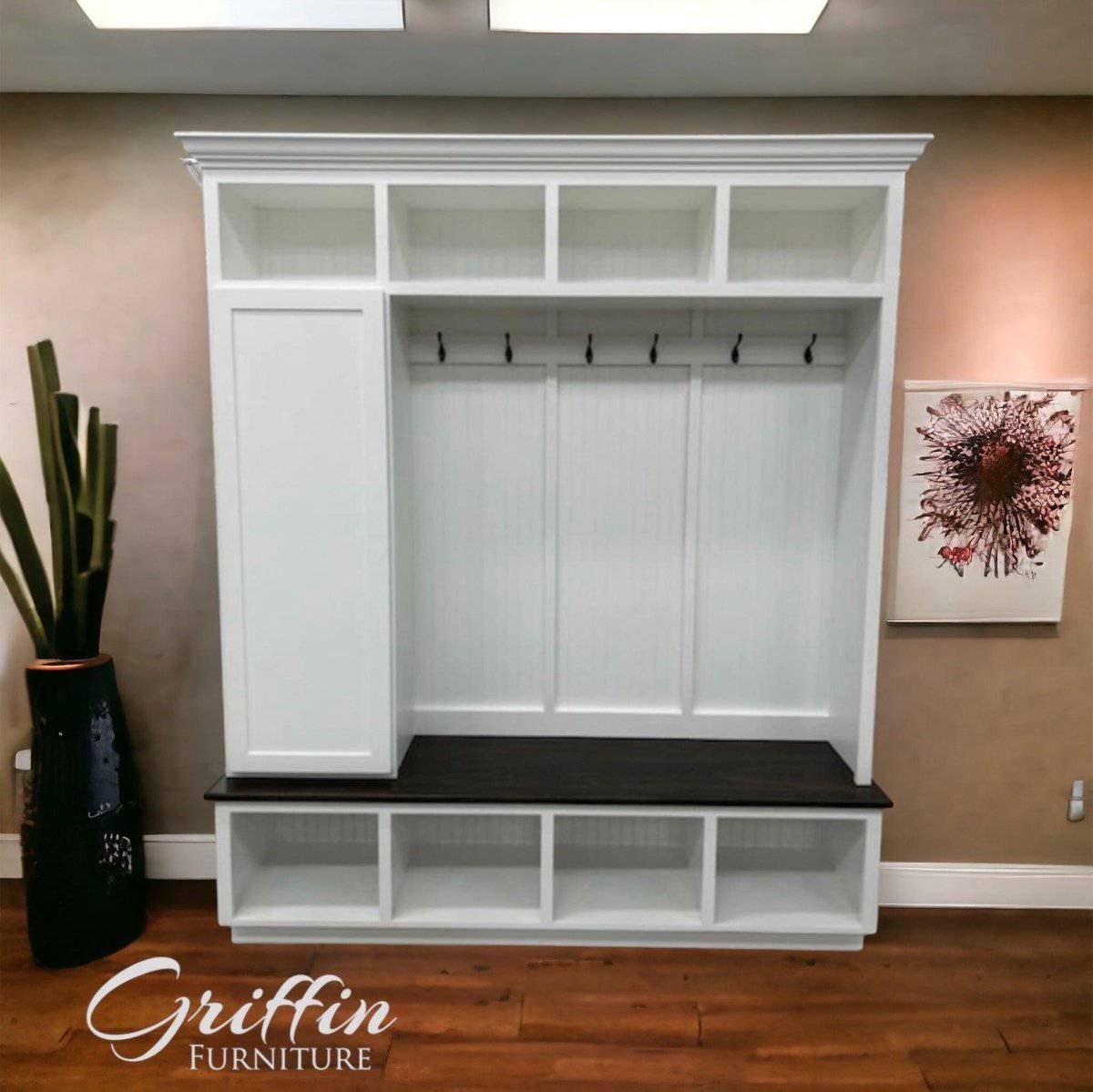 Dallas Standing Coat Rack | Hall Tree | Shoe Storage Bench | Mudroom Furniture.