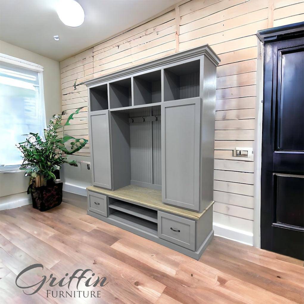 Florida Mudroom Locker Bench | Entryway Shoe Storage | Coat Rack | Hall Tree.