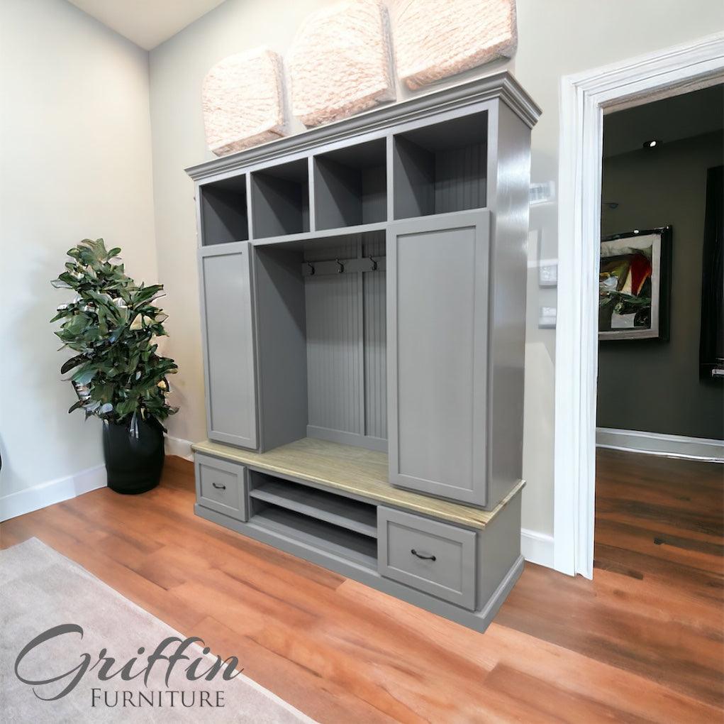 Florida Mudroom Locker Bench | Entryway Shoe Storage | Coat Rack | Hall Tree.