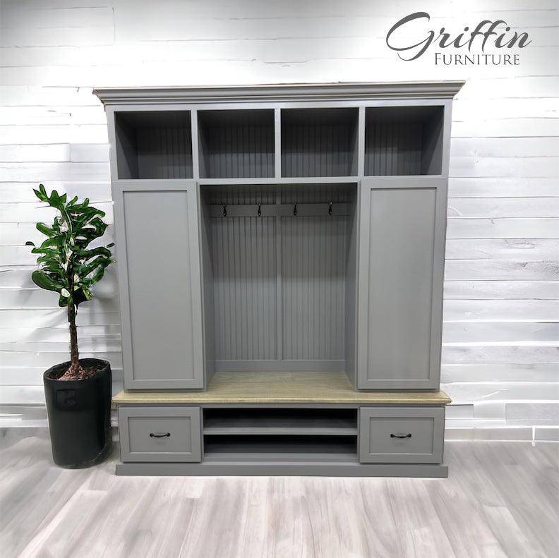 Florida Mudroom Locker Bench | Entryway Shoe Storage | Coat Rack | Hall Tree.