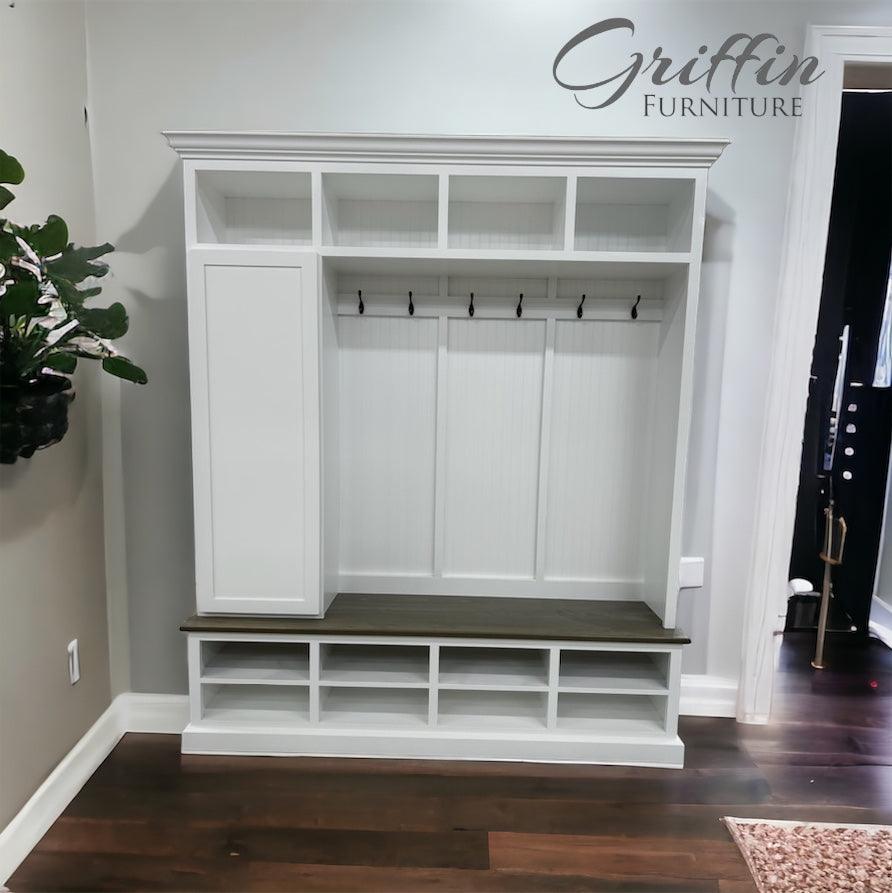 Fort Myers Entryway Shoe Cabinet | Hall Tree Bench | Shoe Storage Bench | Mudroom bench (4-section).