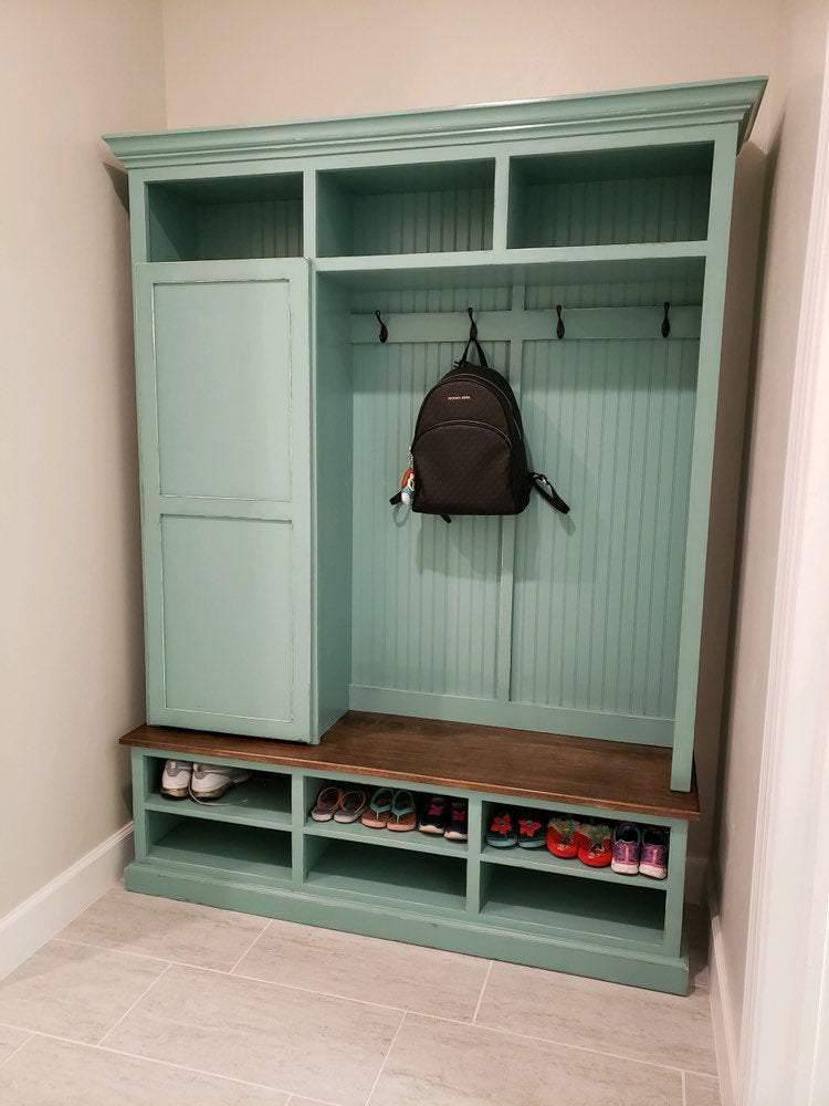 Fort Myers Entryway Shoe Storage Bench | Coat Rack | Hall Tree (3-section).