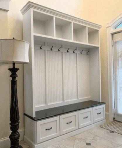 Georgia 4-Section Mudroom Bench with Shoe Drawers & Coat Hooks | Handcrafted Wood Hall Tree