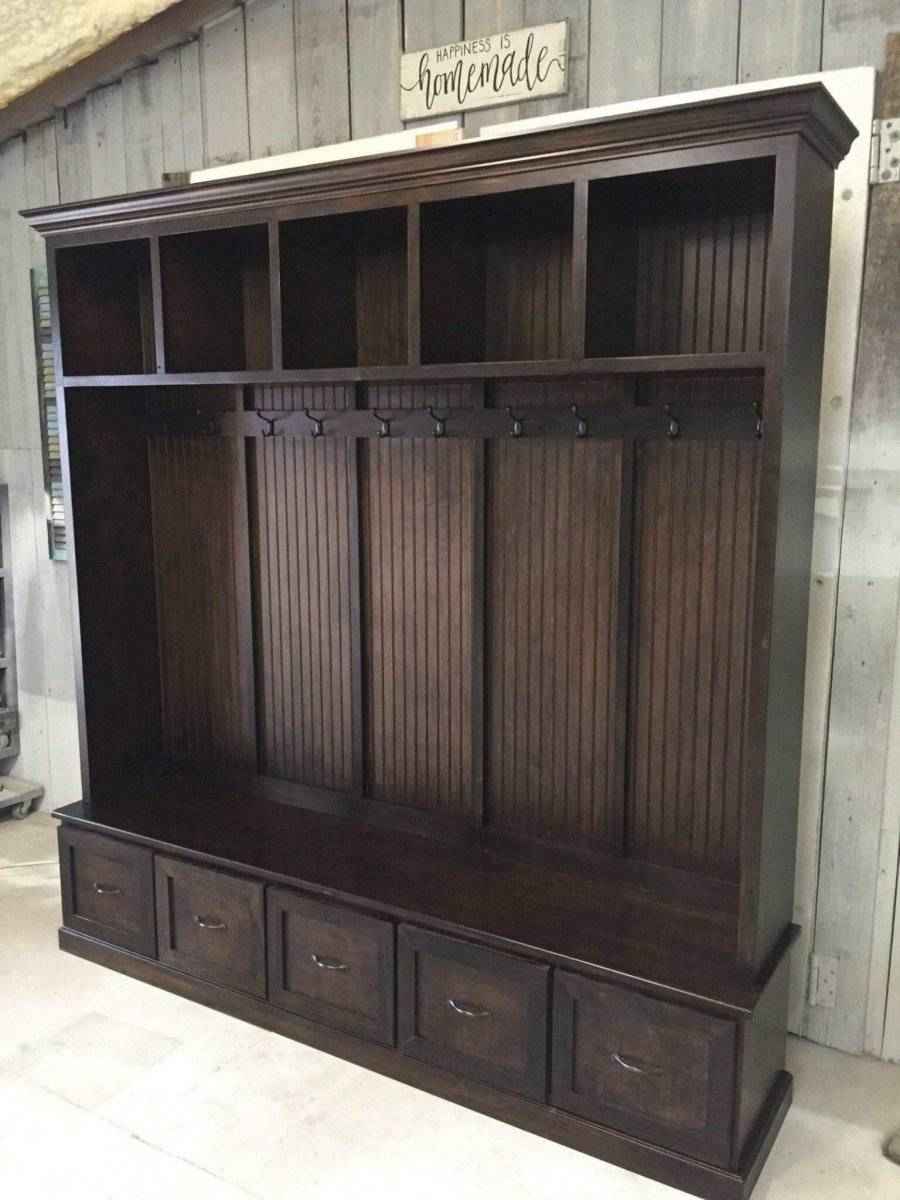 Georgia 5-Section Mudroom Bench with Shoe Storage & Coat Hooks | Handcrafted Wood Hall Tree