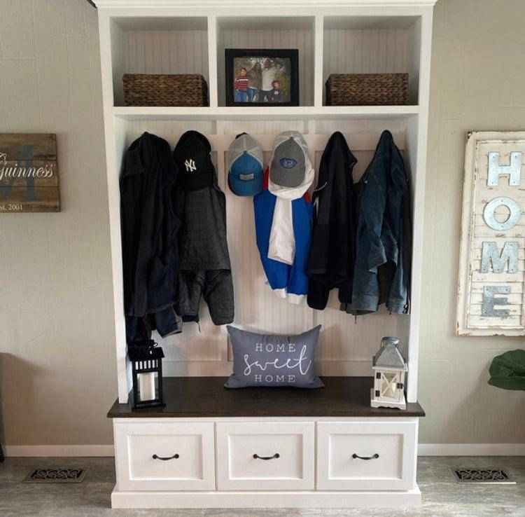 Georgia Entryway Hall Tree with Shoe Cabinet & Coat Hooks | Handcrafted Custom Mudroom Bench