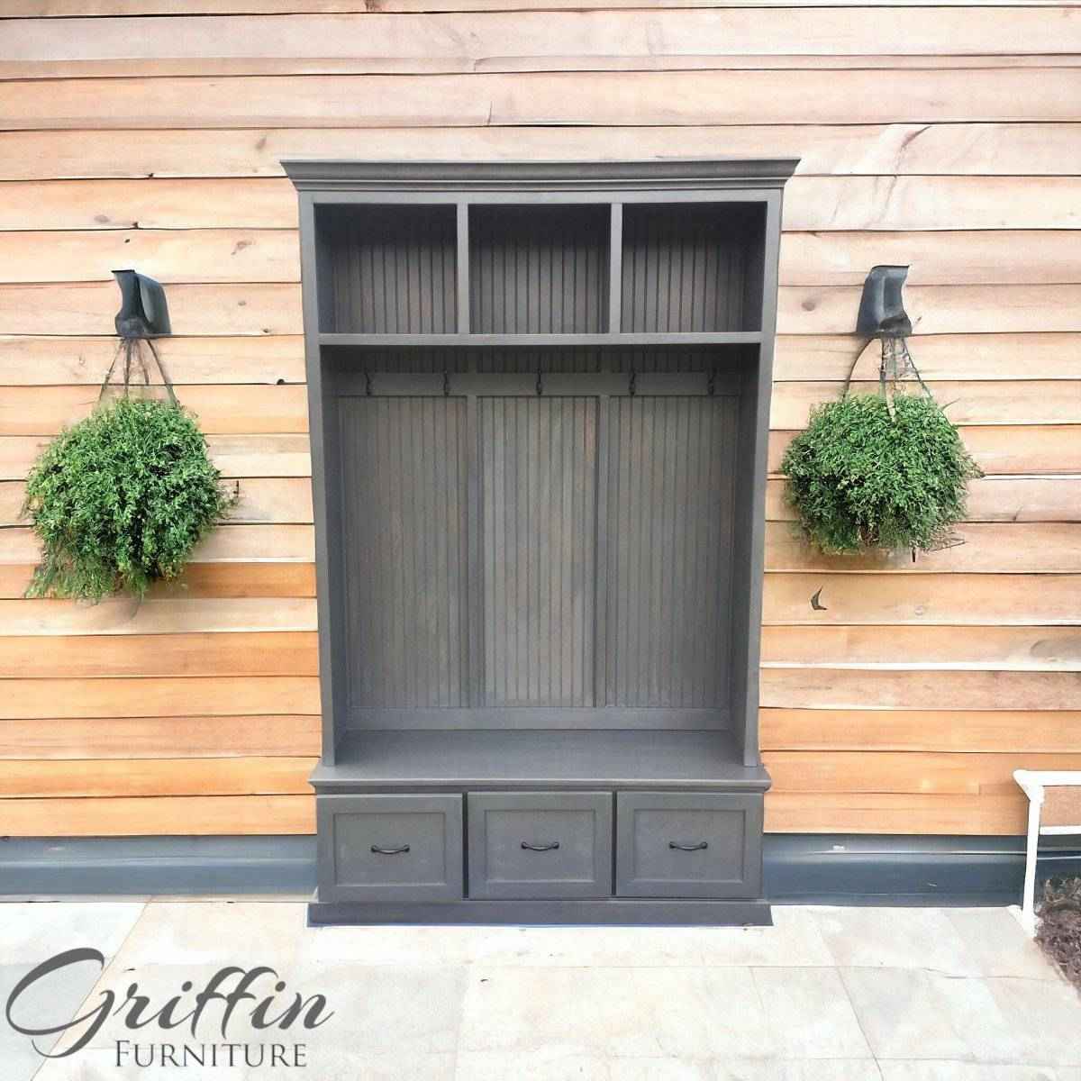Georgia Entryway Hall Tree with Shoe Cabinet & Coat Hooks | Handcrafted Custom Mudroom Bench