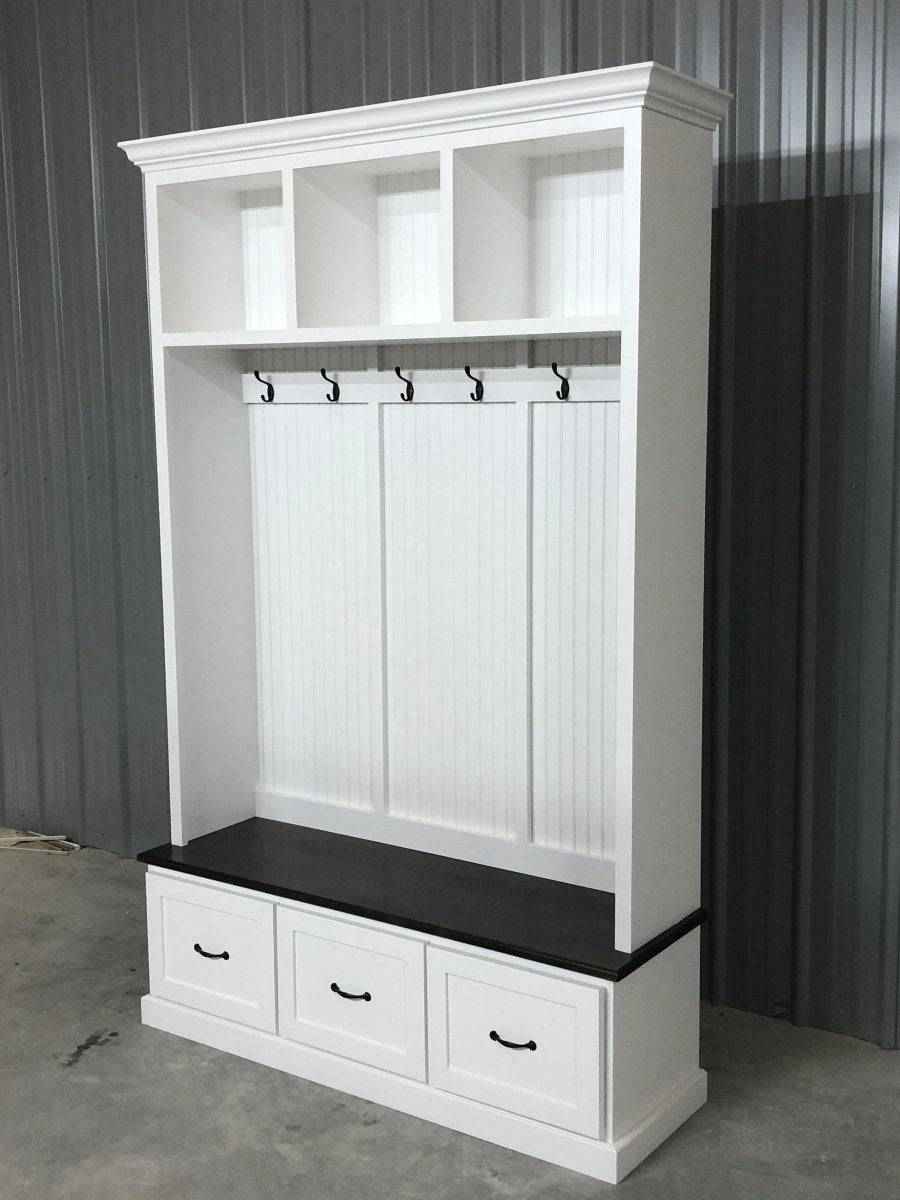 Georgia Entryway Hall Tree with Shoe Cabinet & Coat Hooks | Handcrafted Custom Mudroom Bench