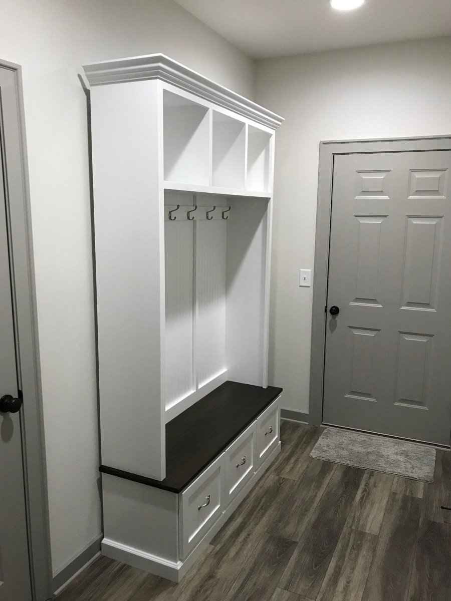Georgia Entryway Hall Tree with Shoe Cabinet & Coat Hooks | Handcrafted Custom Mudroom Bench