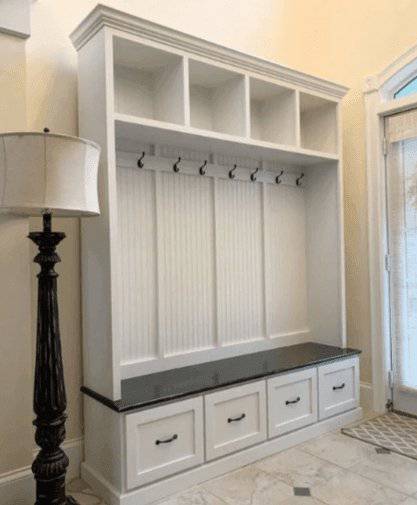 Georgia Hall Tree | Entryway Bench with Shoe Storage | Wall Mount Coat Rack | Mudroom Furniture | Storage Bench (4 section).