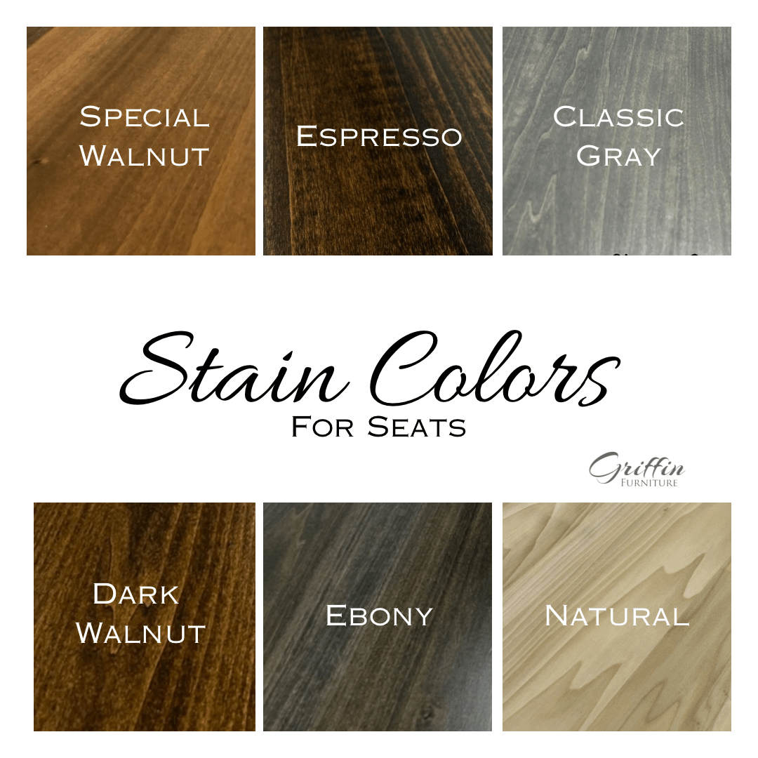 Stained color options for your bed, hall tree, or custom furniture