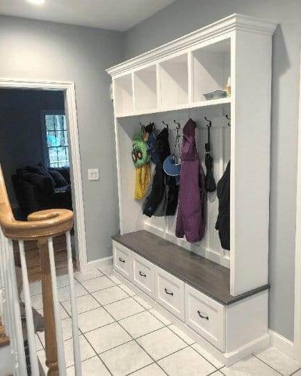 Georgia Mudroom Bench with Drawers | Entryway Hall Tree Coat Rack Storage Furniture (4-section)