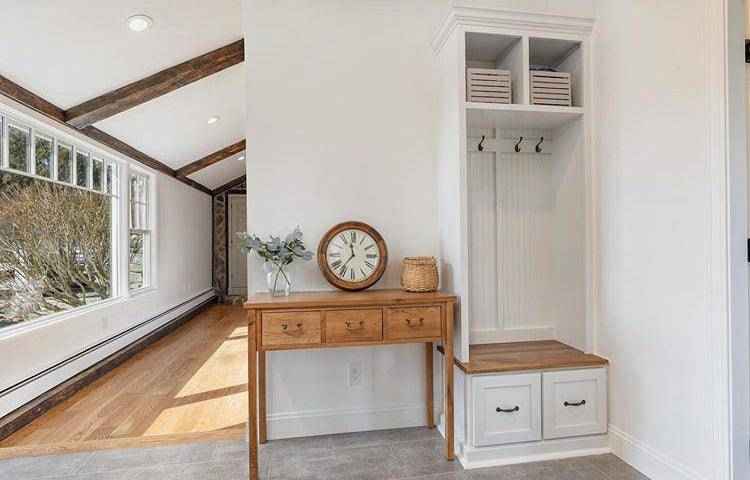 Georgia 2-Section Hall Tree with Shoe Drawers & Coat Hooks | Handcrafted Wood Entryway Bench