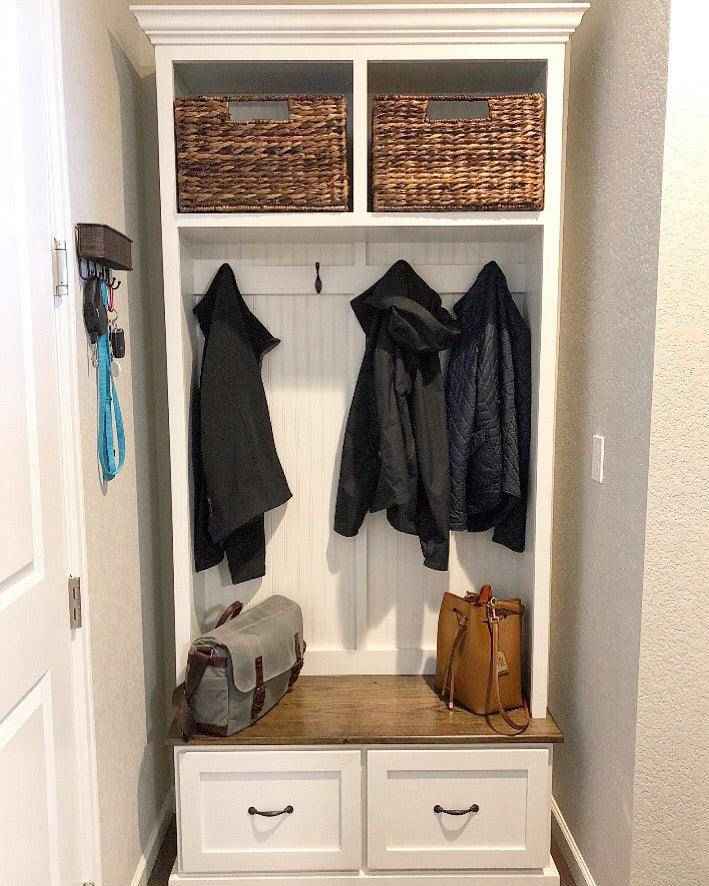 Georgia 2-Section Hall Tree with Shoe Drawers & Coat Hooks | Handcrafted Wood Entryway Bench