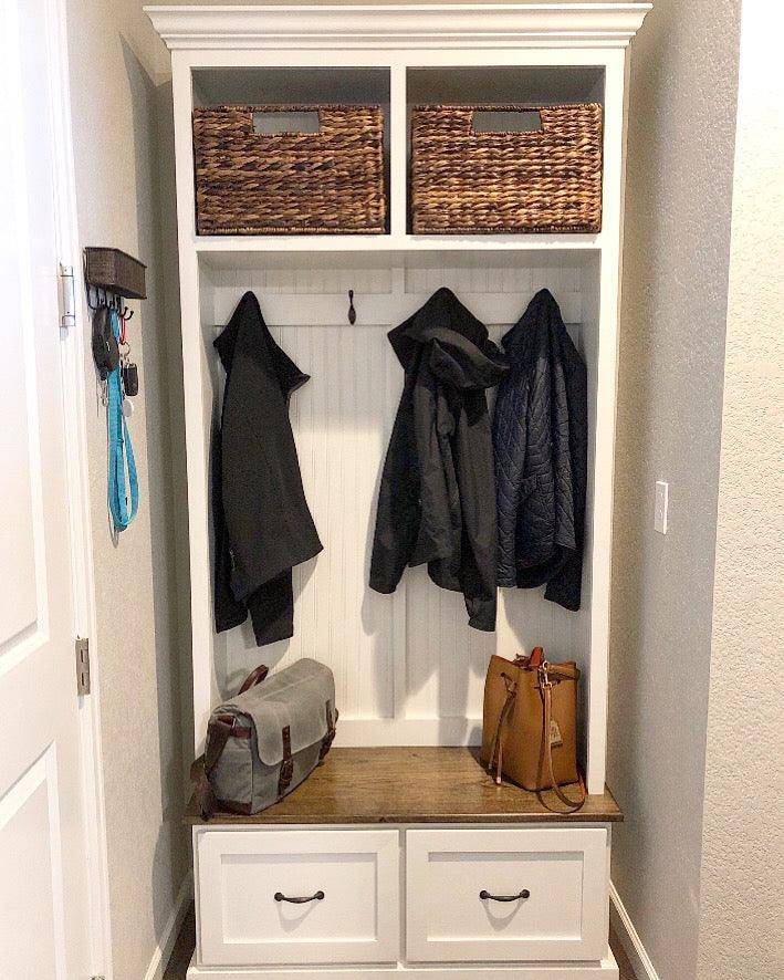 Georgia Mudroom Bench with Shoe Storage | 2-Section Hall Tree Coat Rack | Entryway Organizer Cabinet | Mudroom Furniture