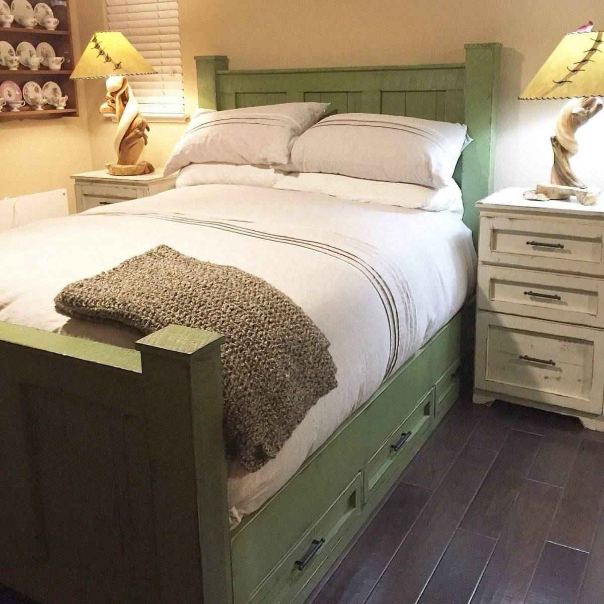 Griffin Wood Bed Frame with Storage Drawers | Handcrafted King & Queen Sizes | Farmhouse Bedroom Furniture