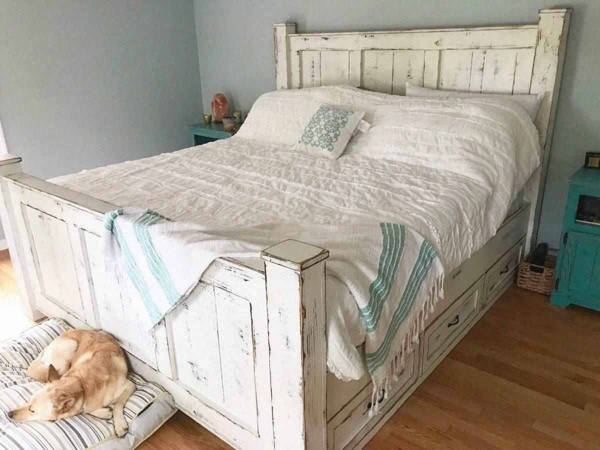 Griffin Wood Bed Frame with Storage Drawers | Handcrafted King & Queen Sizes | Farmhouse Bedroom Furniture