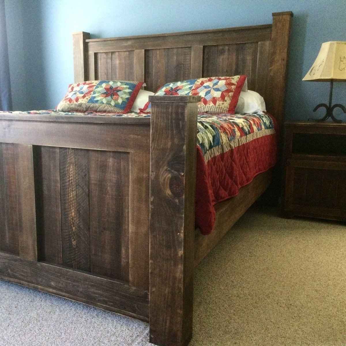 Griffin Farmhouse Wood Bed Frame | Handcrafted King, Queen & Full Sizes | Custom Bedroom Furniture