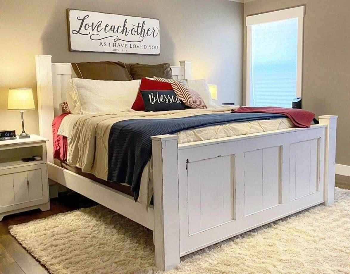 Griffin Farmhouse Wood Bed Frame | Handcrafted King, Queen & Full Sizes | Custom Bedroom Furniture