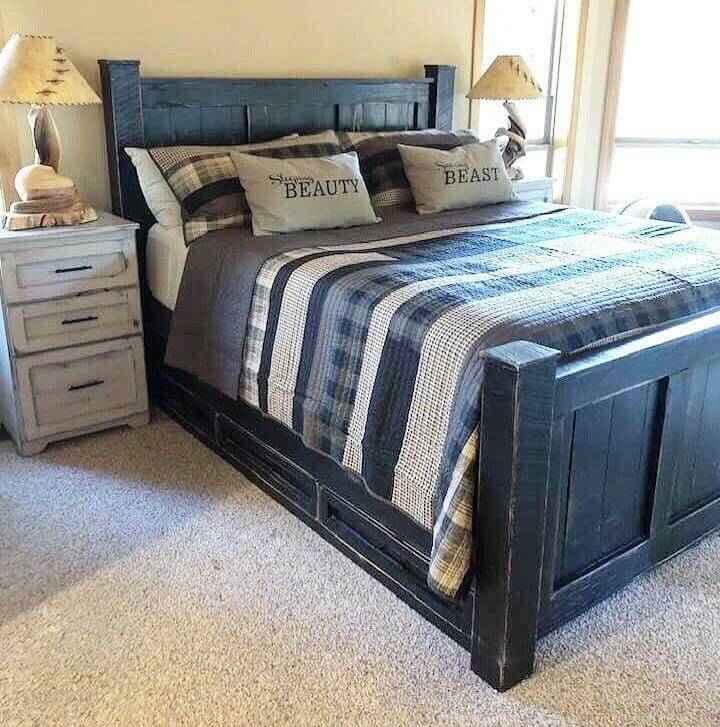 Griffin Wood Bed Frame with Storage Drawers | Handcrafted King & Queen Sizes | Farmhouse Bedroom Furniture