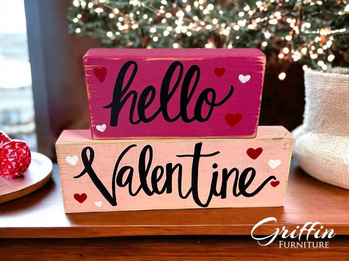 Handmade Wooden Valentine’s Day Shelf Sign – Rustic Farmhouse Heart Decor for Tiered Trays & Mantels