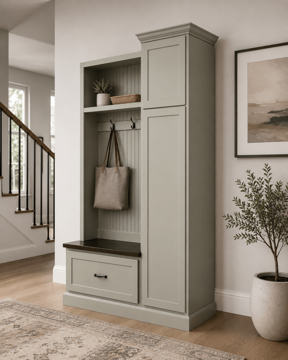 Holbrook Entryway Shoe Bench Hall Tree | 1-Section Mudroom Organizer | Wood Coat Rack with Storage