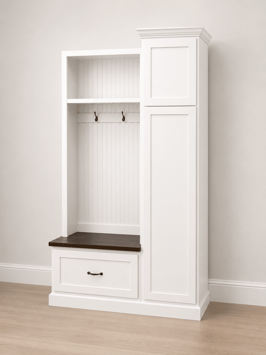 Holbrook Entryway Shoe Bench Hall Tree | 1-Section Mudroom Organizer | Wood Coat Rack with Storage