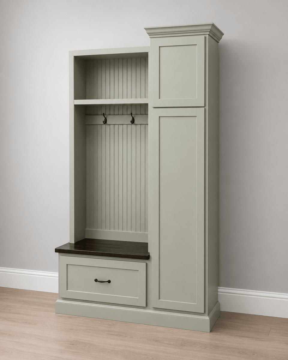 Holbrook Entryway Shoe Bench Hall Tree | 1-Section Mudroom Organizer | Wood Coat Rack with Storage
