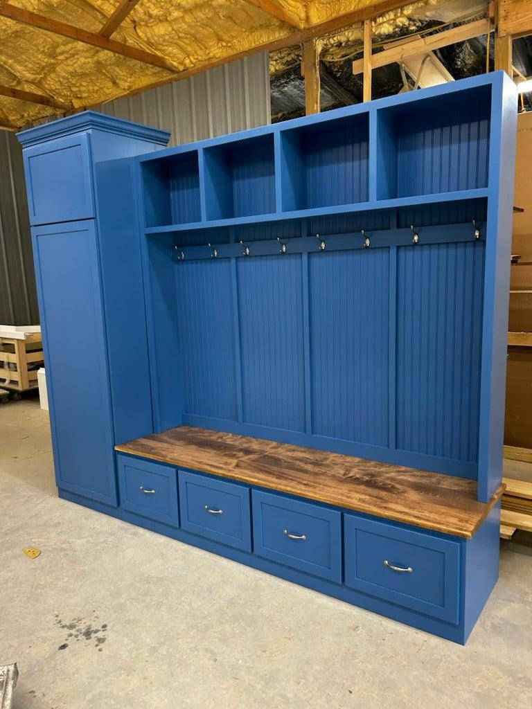 Holbrook 4-Section Mudroom Locker with Bench, Cubbies & Coat Hooks | Handcrafted Wood Hall Tree