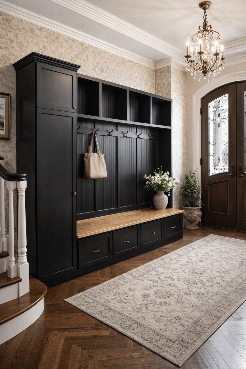 Holbrook Standing Coat Rack | Entryway Shoe Storage Bench | Hall Tree | Shoe Storage | Mudroom Locker (4-section)