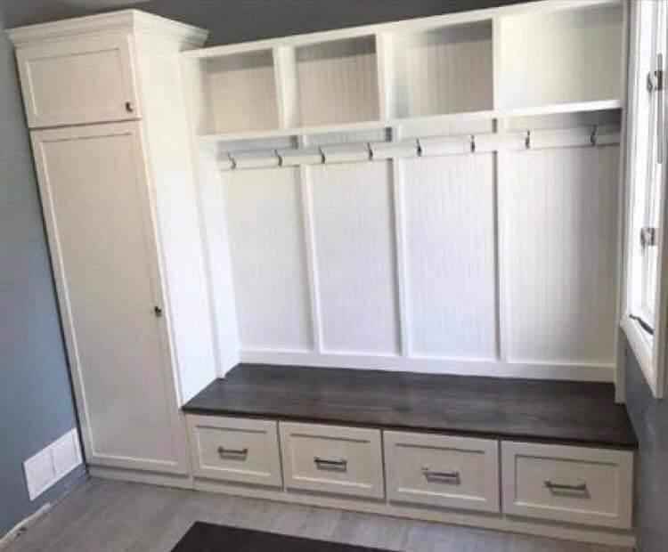 Holbrook 4-Section Mudroom Locker with Bench, Cubbies & Coat Hooks | Handcrafted Wood Hall Tree