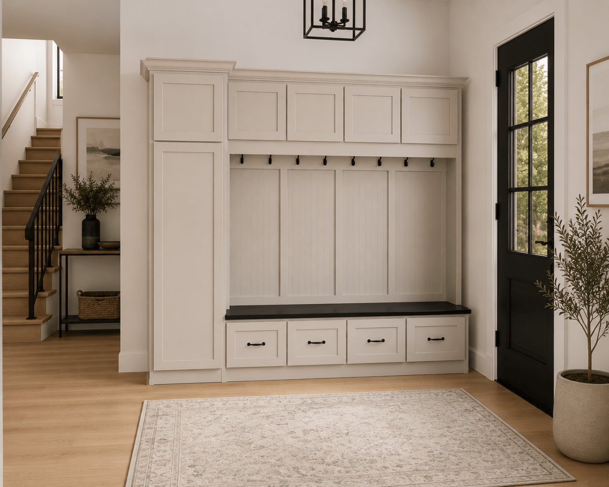 Jacksonville Coat Rack with Bench | Entryway Hall Tree | Standing Mudroom Organizer with Storage | Wood Furniture (4-section)