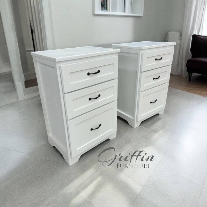 LIVERMORE bedside table set with drawers.