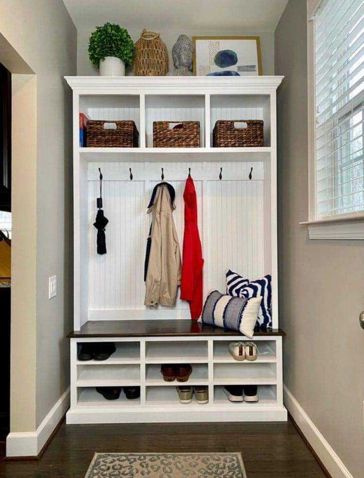 Louisiana 3-Section Mudroom Bench – Custom Entryway Storage with Cubbies & Hooks | Built-In Hall Tree Organizer