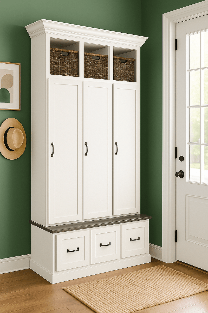 Maryland Locker Entryway Bench with Shoe Storage – Custom Mudroom Seating & Organization | Griffin Furniture
