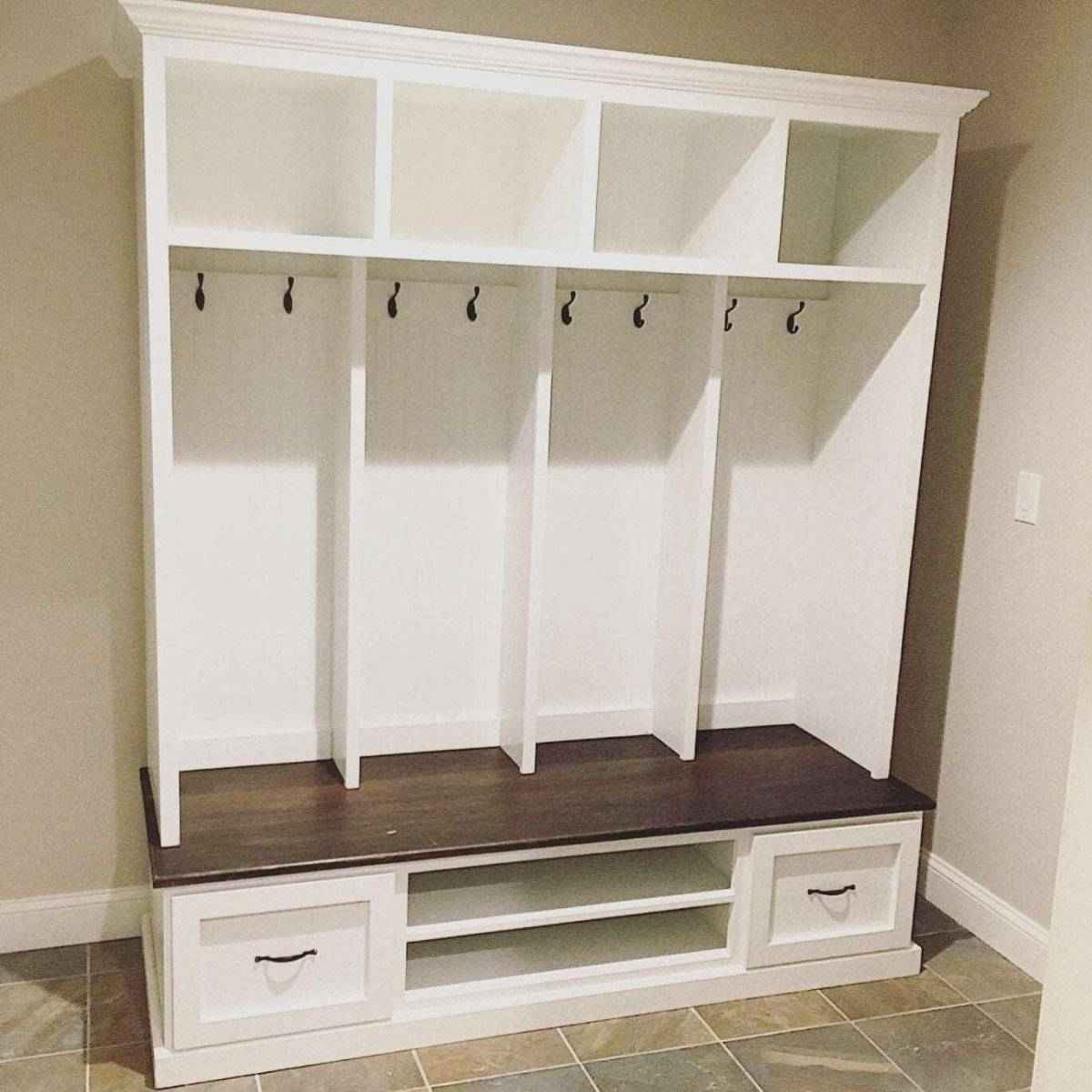 Merrick Mudroom Locker with Cubbies, Drawers & Coat Hooks | Custom Wood Hall Tree Entryway Bench