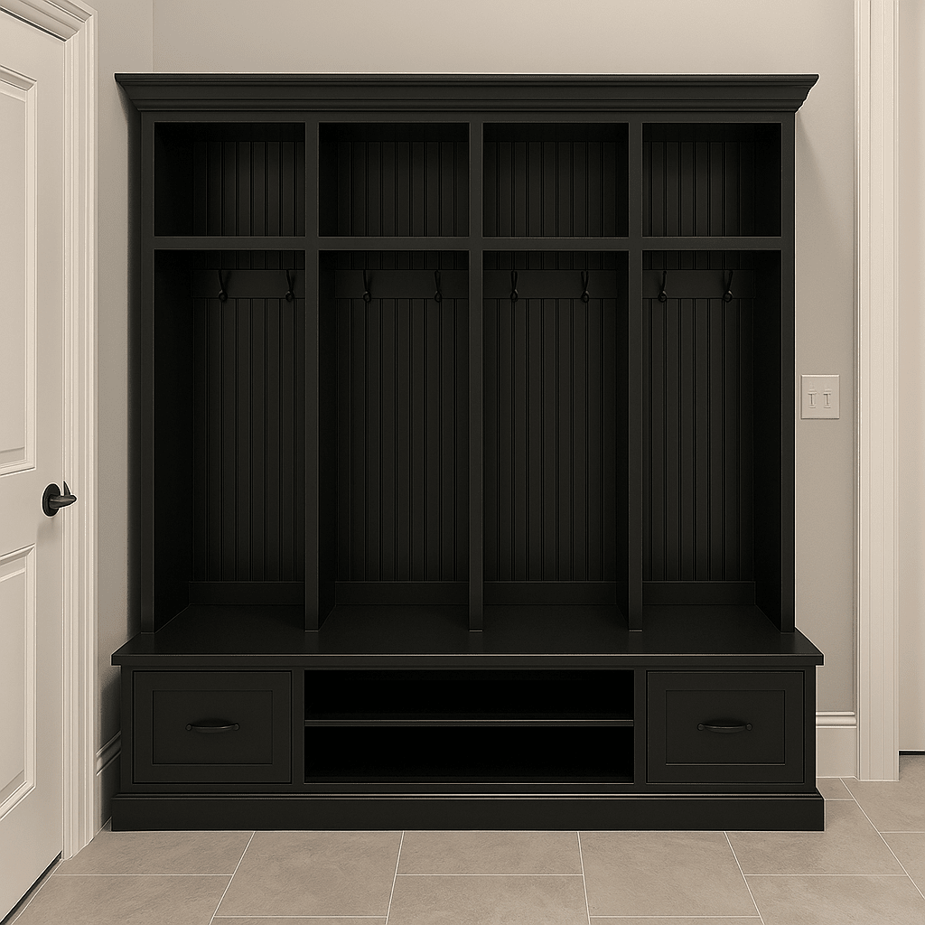 Merrick Customizable Entryway Bench with Storage & Hooks - Easy Assembly (4-section)