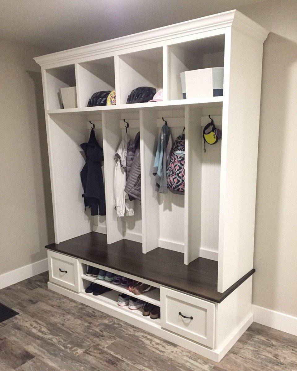 Merrick Mudroom Locker | Standing Coat Rack | Shoe Storage Bench | Entryway bench | Hall Tree (4 section).