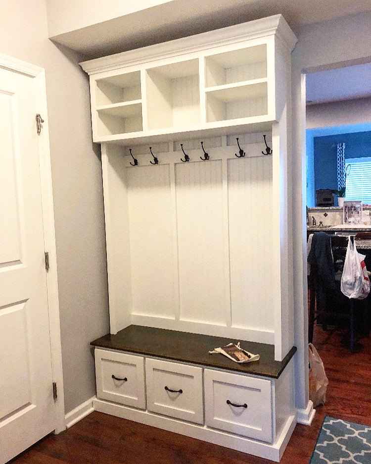 Midland 3-Section Entryway Bench with Shoe Storage & Coat Hooks | Handcrafted Wood Hall Tree
