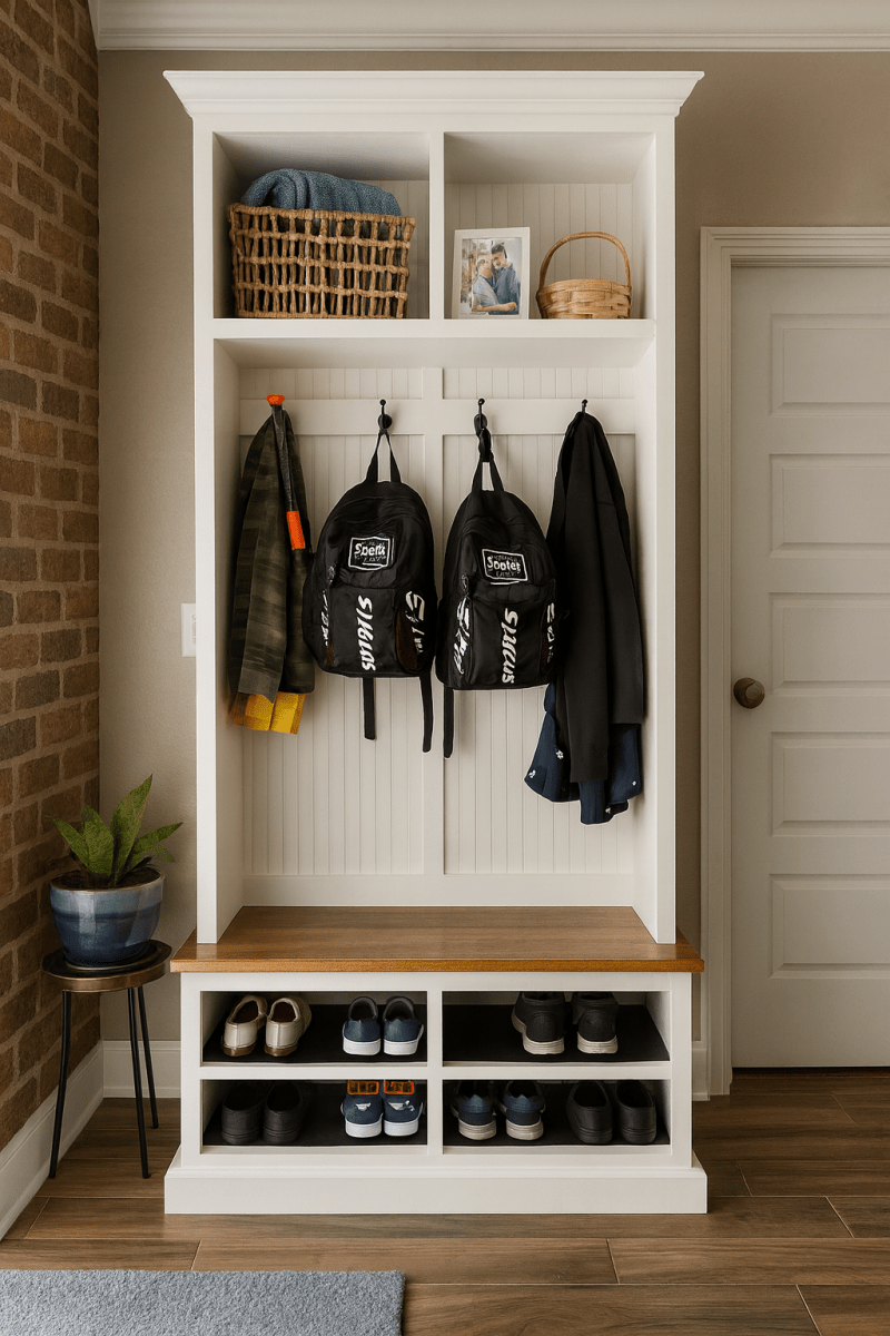 Moraga Hall tree entry bench custom cabinet coat rack mudroom furniture (2 section)