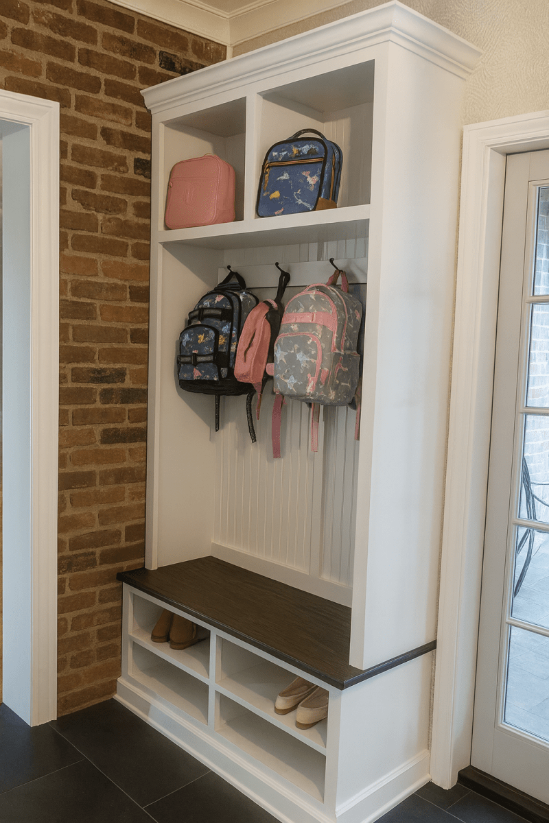 Moraga Hall tree entry bench custom cabinet coat rack mudroom furniture (2 section)