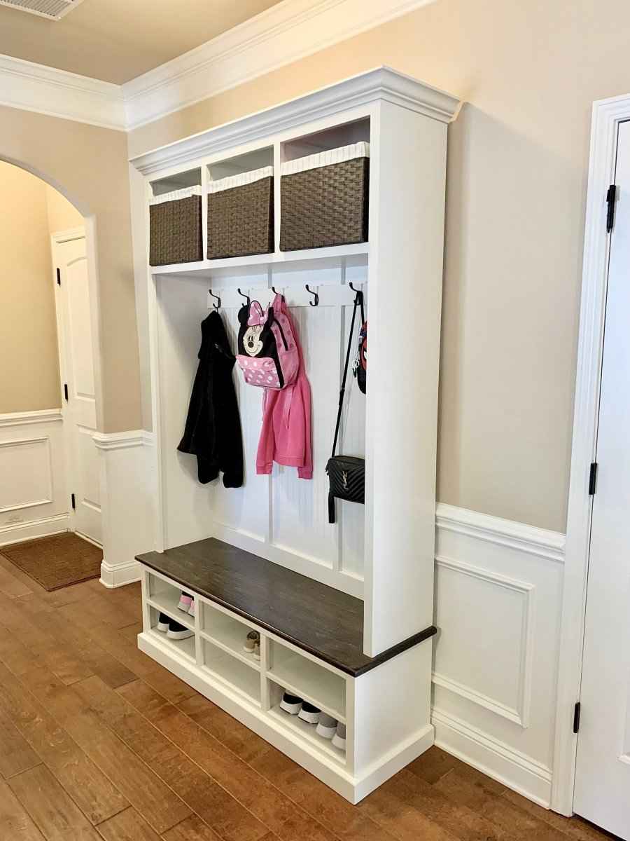 Moraga 3-Section Mudroom Bench with Coat Hooks & Shoe Cubbies | Handcrafted Wood Hall Tree