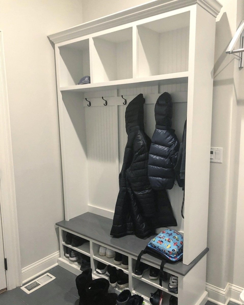 MORAGA Mudroom entryway bench hall tree coat rack shoe storage (3 section).