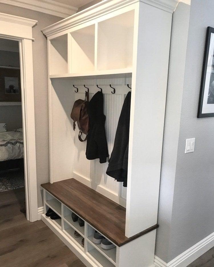 MORAGA Mudroom entryway bench hall tree coat rack shoe storage (3 section).