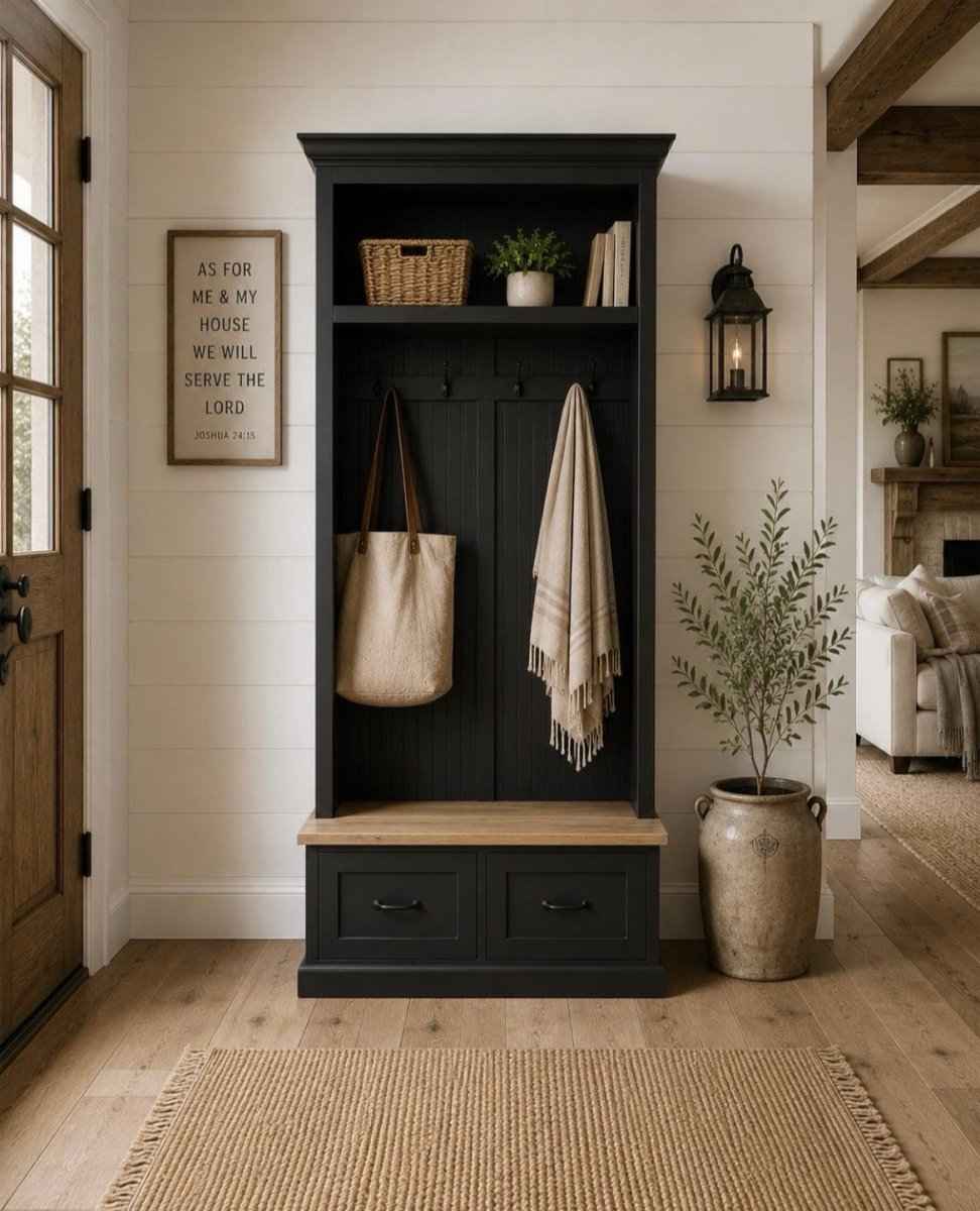 Nashville 2-Section Mudroom Bench with Drawers & Coat Hooks | Handcrafted Wood Hall Tree